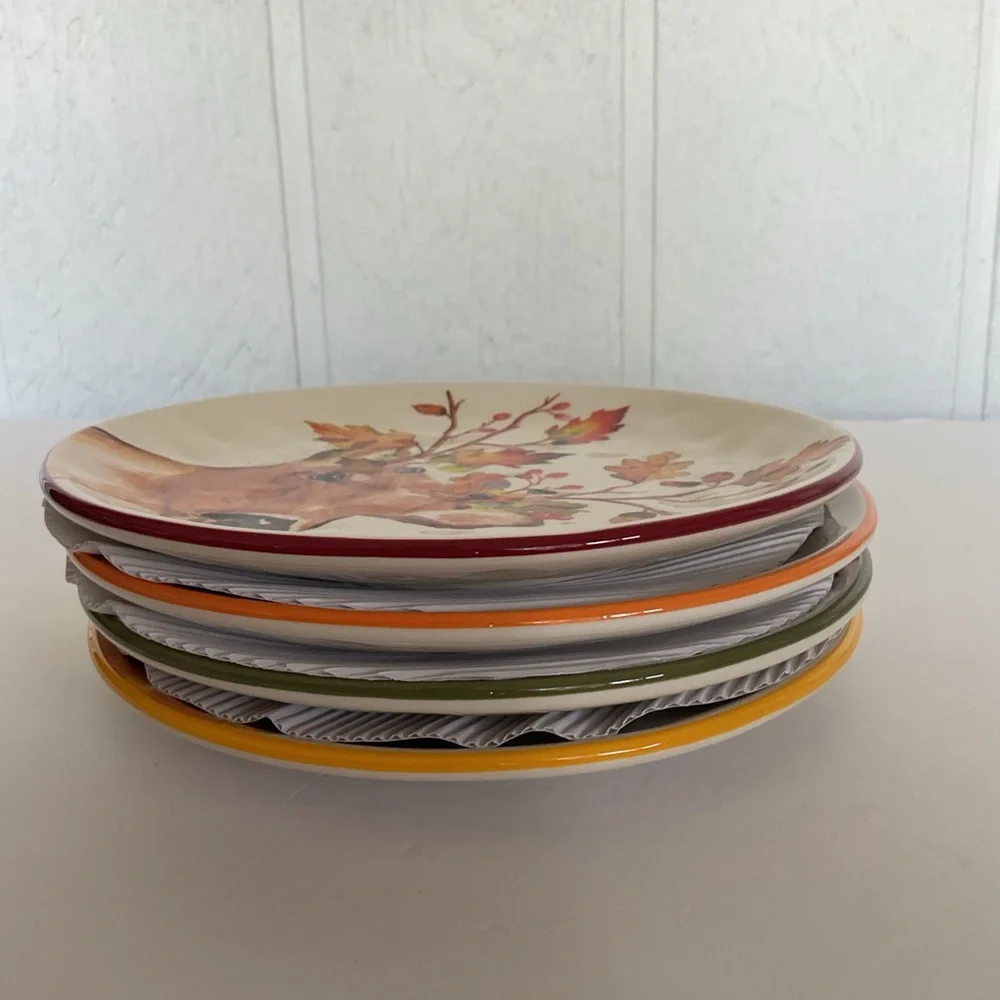 Pier 1 Harvest Garden Critters Salad Plates set of four NWT